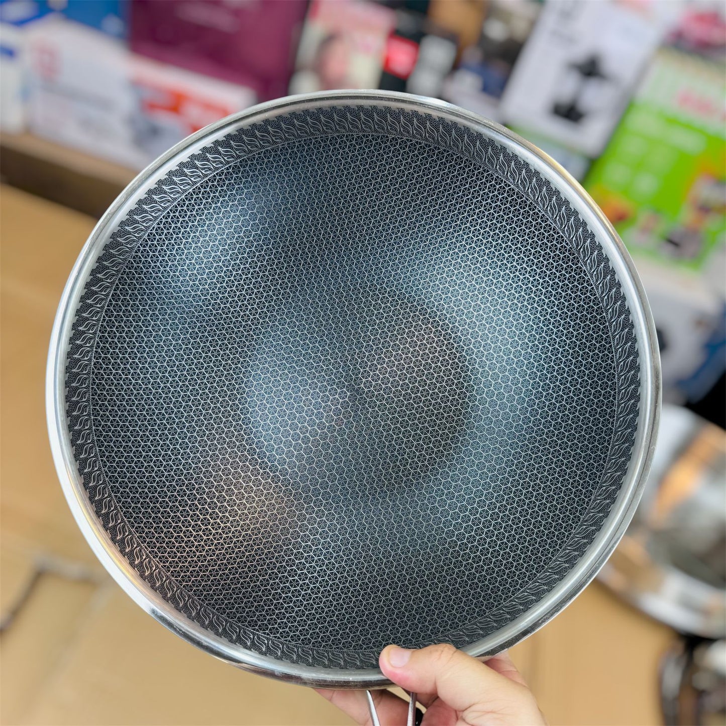 32cm Honeycomb lesser coating deep fry pan with XL food stamer