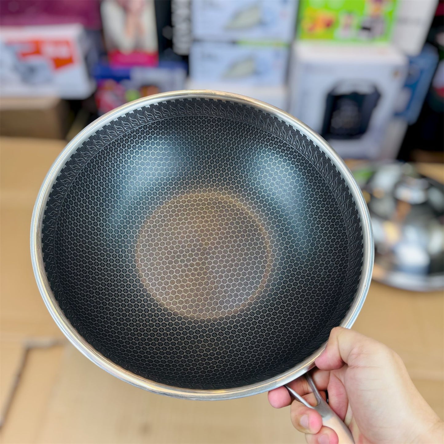 32 cm Honeycomb lesser coating deep fry pan with food stamer